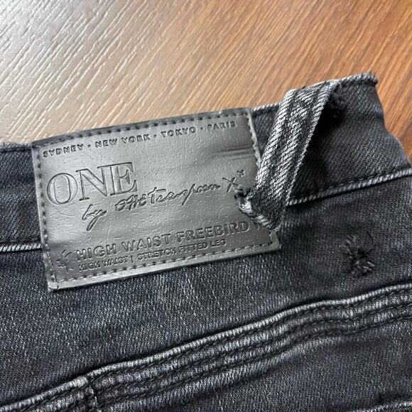 One x OneTeaspoon High Waist Freebird II Skinny Jeans Black Goth Grunge Emo Sz28 - Picture 4 of 10